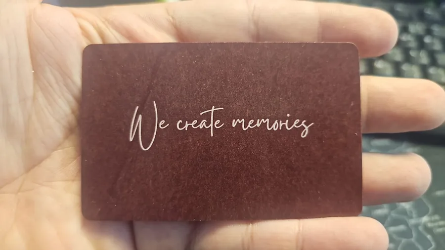 The back of the BITS Events business card, reading We create memories